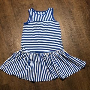 Lands End Dress Blue Stripe Sleeveless M 5/6